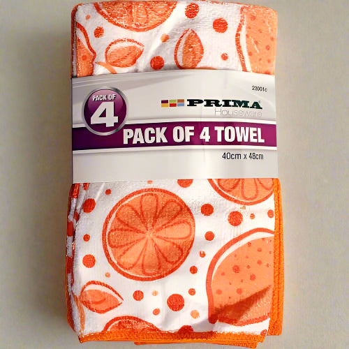 Prima Pack Of 4 Towel, Orange. Home Office Garden | HOG-HomeOfficeGarden | online marketplace