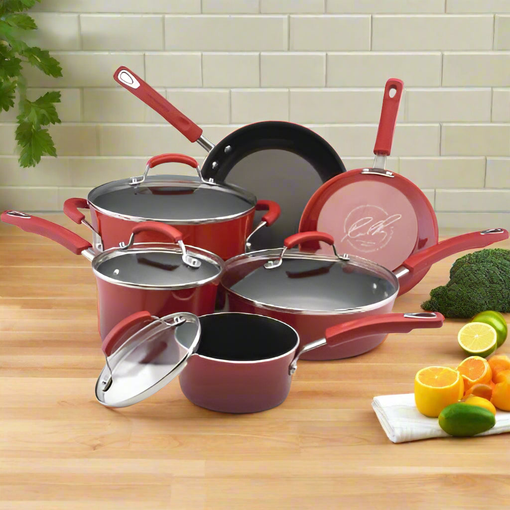 Rachael Ray Classic Brights 10-piece Porcelain Enamel Nonstick Cookware Set @ HOG