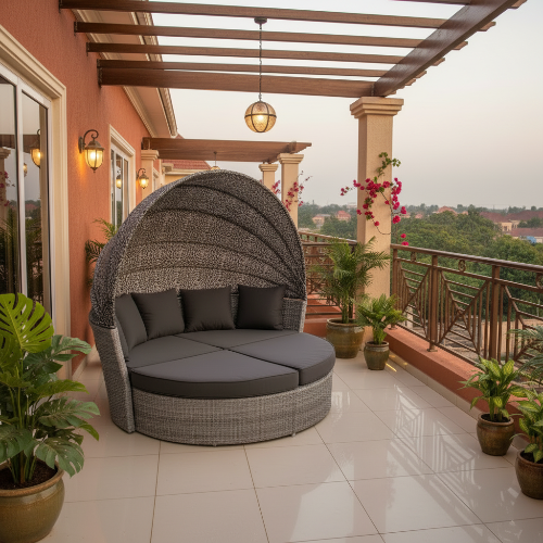 Rattan Sunbed Outdoor Furniture with Canopy