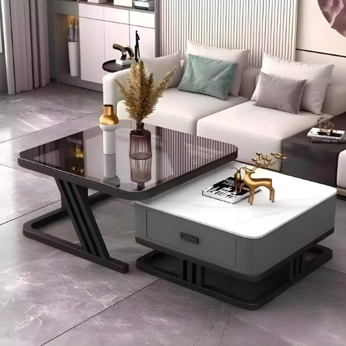 Real Marble and Glass Twin Center Table with Drawer @HOG - Home, Office, Garden, Online Marketplace