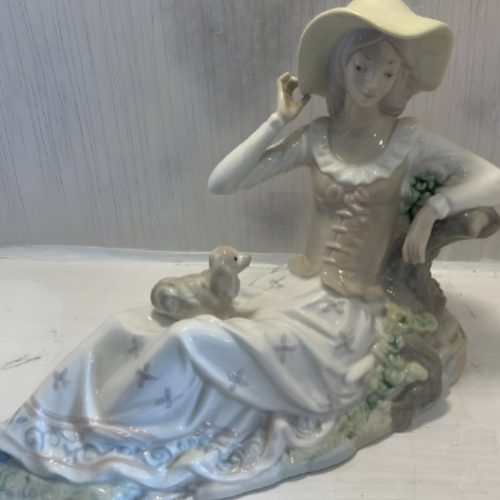 Reclining Young Girl With Puppy Figurine @HOG - Home, Office, Garden, Online Marketplace