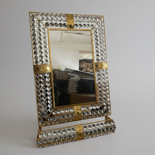Rectangular Gold-Framed Crystal Accent Mirror @HOG - Home, Office, Online Marketplace