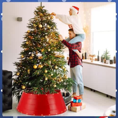 Red Metal Christmas Tree Skirt - 35 Inches (88.9 Cm) @ HOG