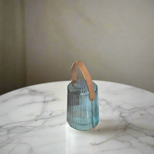 Ribbed Tabletop Vase Glass With Handle. Home Office Garden | HOG-HomeOfficeGarden | online marketplace