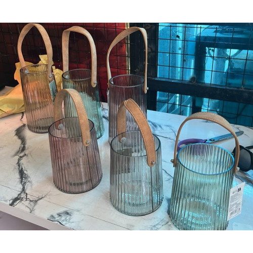 Ribbed Tabletop Vase Glass With Handle. Home Office Garden | HOG-HomeOfficeGarden | online marketplace