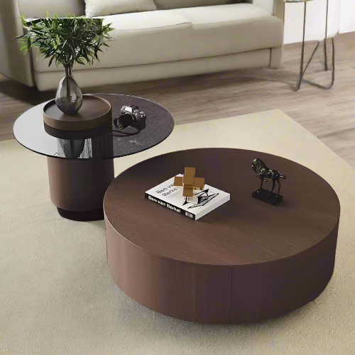 Round Coffee Table With Funky Side Table Tempered Glass Tabletop Order Now @HOG Online Marketplace