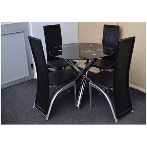 Round Dining Table Black + 4 Chairs @HOG - Home Office Garden Online Marketplace