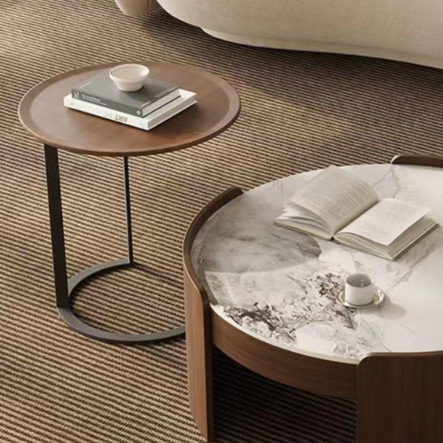 Round Marble-Top Coffee Table with Wooden Base @HOG - Home, Office, Garden, Online Marketplace