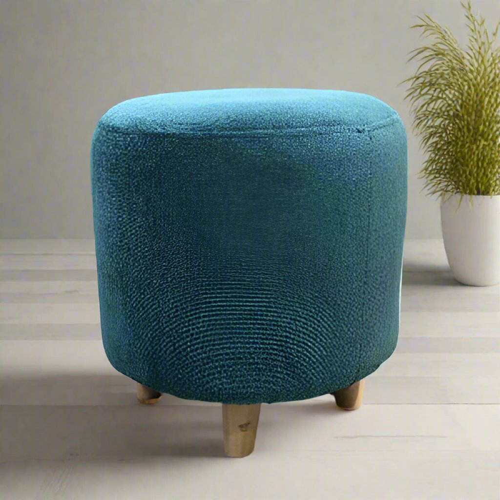 Round Pouf With Wooden Legs Home Office Garden | HOG-HomeOfficeGarden | HOG-Home.Office.Garden