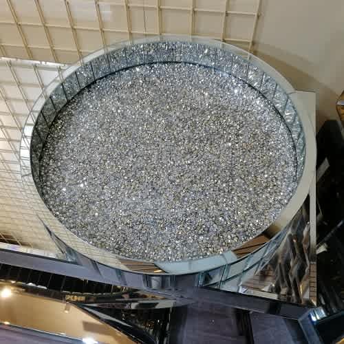 Round Serving Tray Decorative Sparkly Silver Mirrored. Home Office Garden | HOG-HomeOfficeGarden | online marketplace