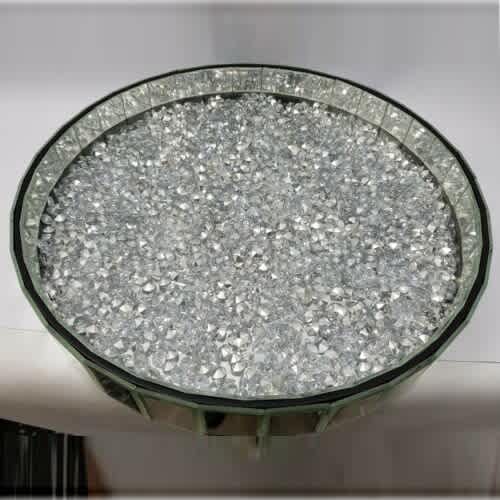 Round Serving Tray Decorative Sparkly Silver Mirrored. Home Office Garden | HOG-HomeOfficeGarden | online marketplace