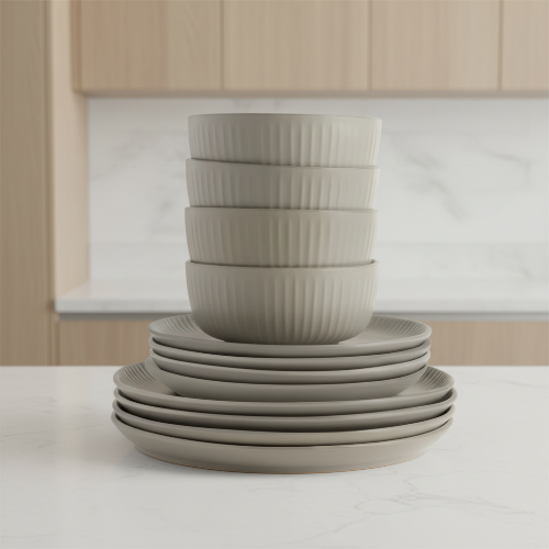 Safdie Casablanca Stoneware Dinnerware 12 Piece Set Grey @HOG - Home, Office, Garden, Online Marketplace