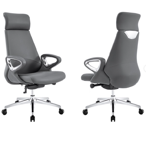 Elegant Silver Leather Task Chair