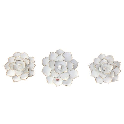Set Of 3 Decorative Gradual Size Ceramic Wall Flowers. Home Office Garden | HOG-HomeOfficeGarden | online marketplace