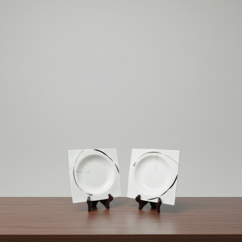 Square Ceramic Plates – Black & Gray Line Design (Set of Two) @HOG - Home, Office, Garden, Online Marketplace