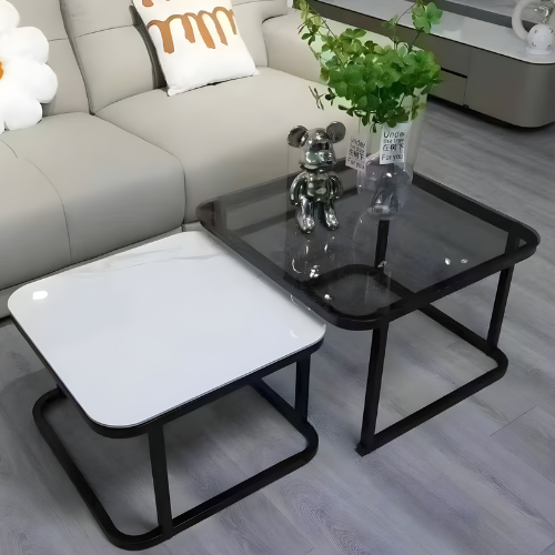 Square Nordic Wooden/Glass Top Twin Table Set @HOG - Home, Office, Garden, Online Marketplace