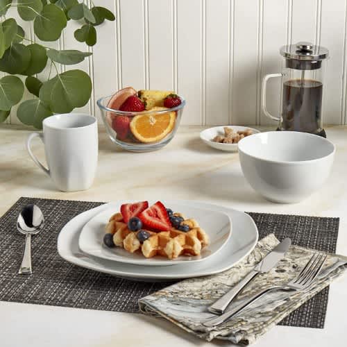 Tabletops Gallery Logan Square Dinnerware Set - 16 Piece - White. Home Office Garden | HOG-HomeOfficeGarden | online marketplace
