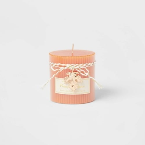 Threshold Ribbed Scented Pillar Candle Pumpkin Spice. Home Office Garden | HOG-HomeOfficeGarden | online marketplace