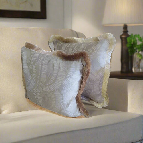 Throw Pillow with Imported Fabric and Fringe @HOG - Home Office Garden Online Marketplace