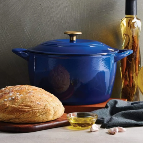 Tramontina Enameled Cast Iron Covered Round Dutch Oven-Classic Blue & Gold Knob -7-quart @HOG - Home, Office, Garden, Online Marketplace