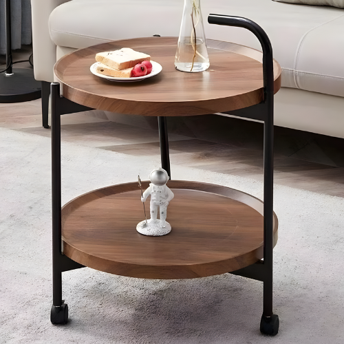 Two-Tier Wooden Round Coffee Table with Metal Frame @HOG - Home, Office, Garden, Online Marketplace
