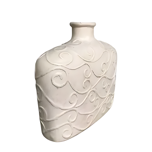 Vintage Flask-like Decorative Ceramic Vase - Off White. Home Office Garden | HOG-HomeOfficeGarden | online marketplace