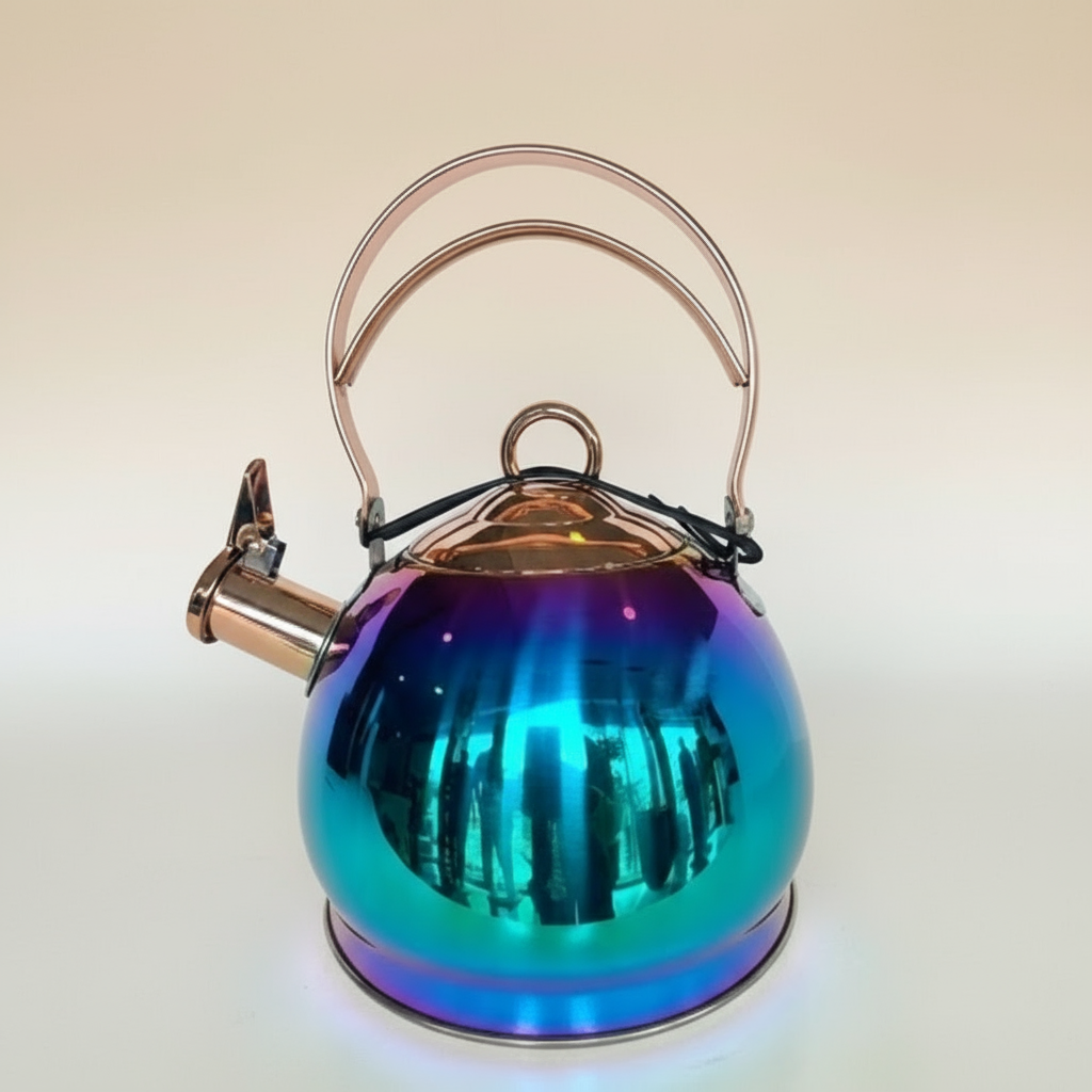 Stainless Steel Tea Kettle with Rose Gold Accents