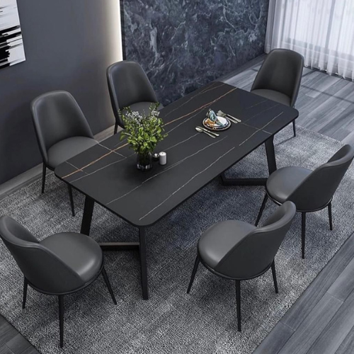 Modern 6-Seater Black Dining Set