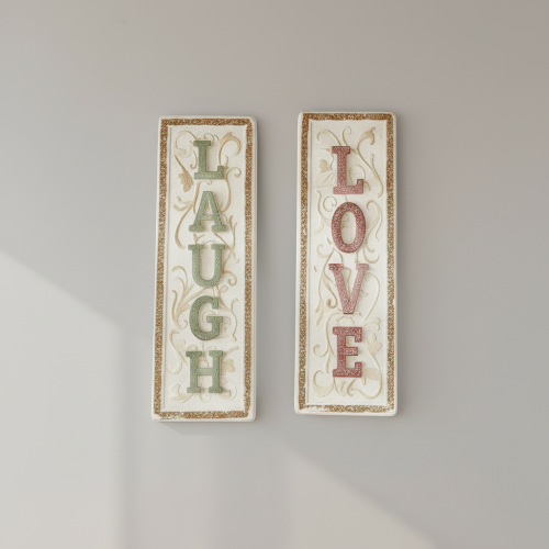 Wall Décor Plaques – “Laugh” & “Love” Embossed Set @HOG - Home, Office, Garden, Online Marketplace