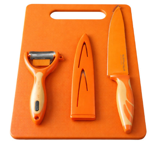 Waltmann And Sohn Stainless Steel Knife - Scraper And Cutting Board - Orange @HOG - Home, Office, Garden, Online Marketplace