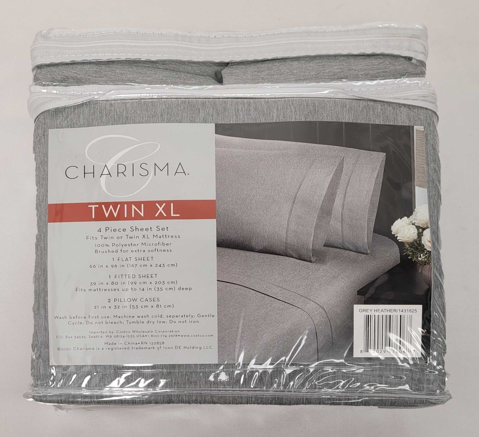 Charisma Microfiber 4 Piece Twin XL Sheet Set - Grey Home Office Garden | HOG-HomeOfficeGarden | HOG-Home.Office.Garden