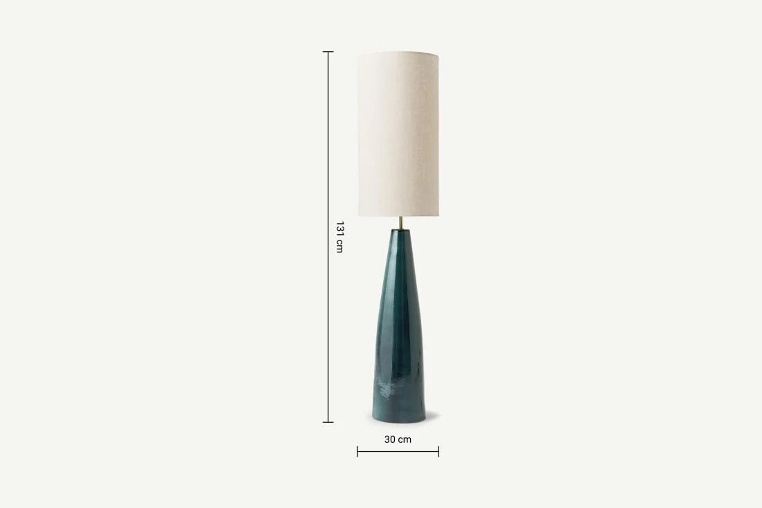 Vince Midi Floor Lamp, Blue Ceramic & Oatmeal Reactive Glaze