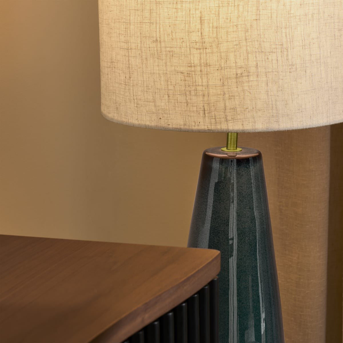 Vince Midi Floor Lamp, Blue Ceramic & Oatmeal Reactive Glaze