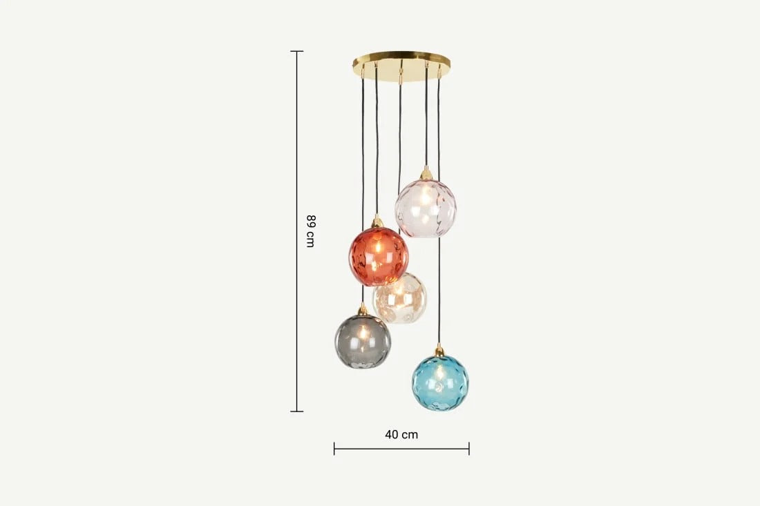 Ilaria Cluster Light Multi Coloured Glass and Brass Home Office Garden | HOG-HomeOfficeGarden | HOG-Home.Office.Garden