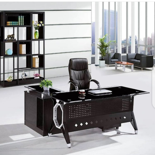 Glass Executive Desk - L Shape 1.6mtr