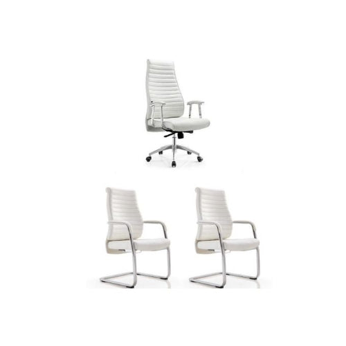 White Executive Swivel & 2 Visitor Chair-909A&B. @HOG - Home Office Garden Online Marketplace