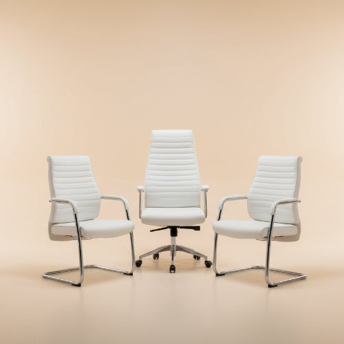 White Executive Swivel & 2 Visitor Chair-909A&B. @HOG - Home Office Garden Online Marketplace
