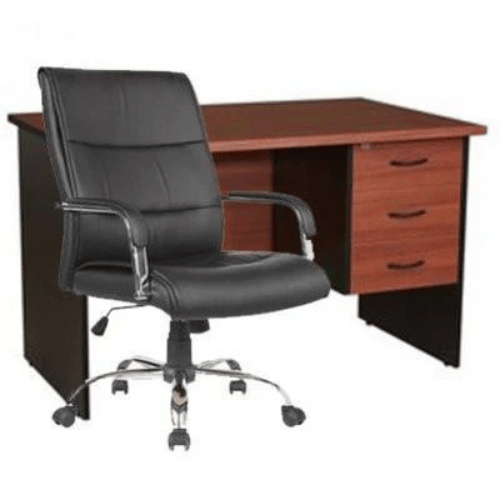 4 Feet Office Desk + Leather Swivel Chair - 107