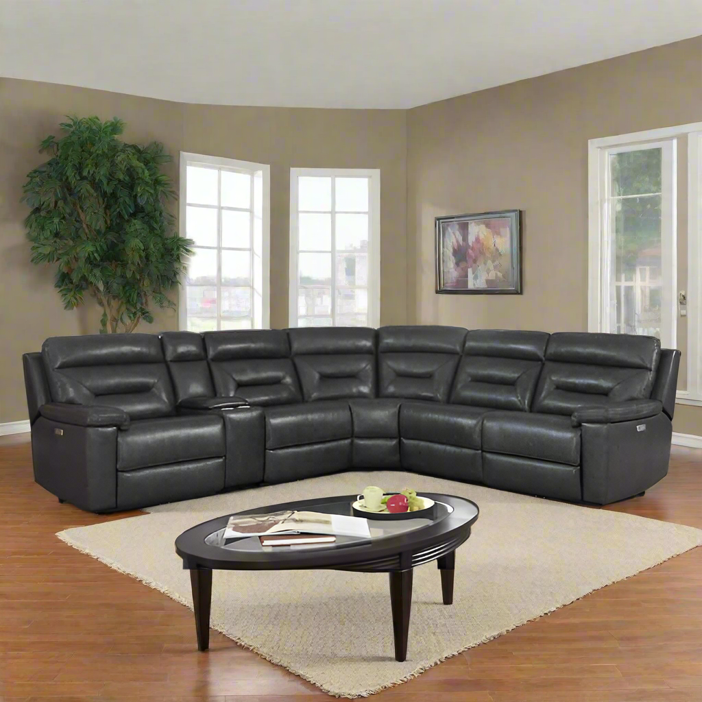 Corry 6-nkan Alawọ Power Reclining Sectional aga