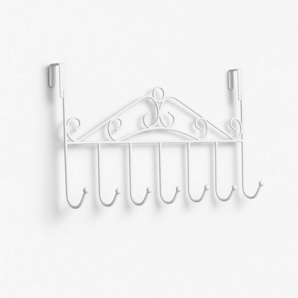 Over Door Metal Hanger Bracket 7 Hooks Storage Rack
