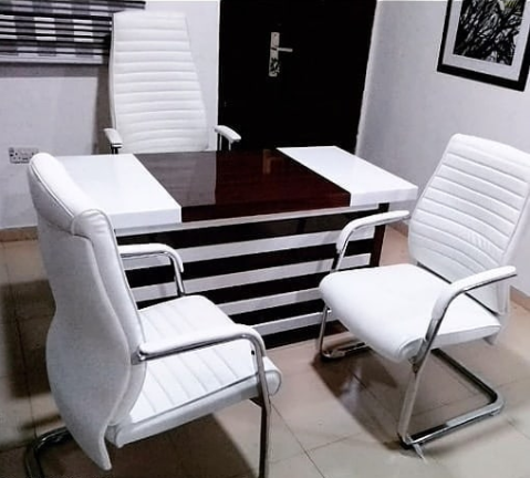 1.4Mtr Office Desk + Leather chairs-909A Home Office Garden | HOG-HomeOfficeGarden | HOG-Home.Office.Garden