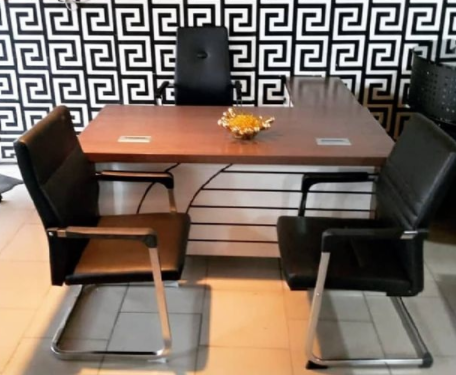 1.6Mtr Office Desk + Leather chairs Home Office Garden | HOG-HomeOfficeGarden | HOG-Home.Office.Garden