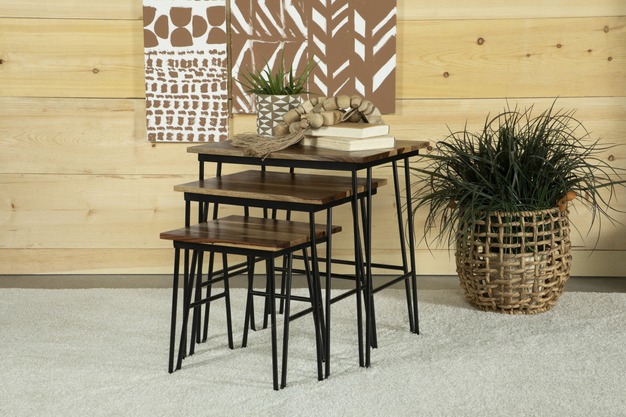 Steve Silver 3-piece Nesting Table with Hairpin Legs Natural and Black Home, Office, Garden online marketplace