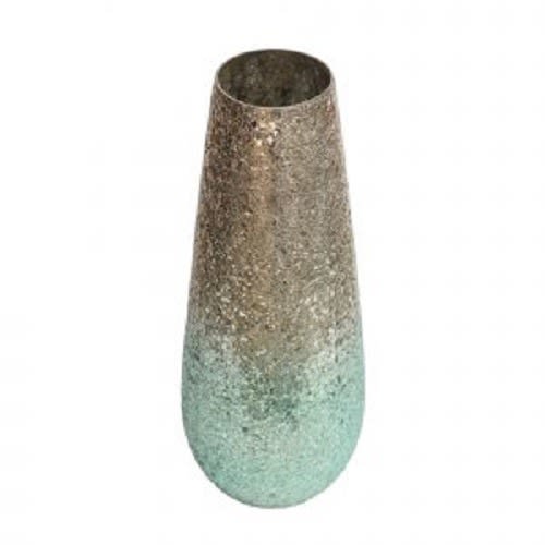12" Crackled Glass Vase - Silver And Green Home Office Garden | HOG-HomeOfficeGarden | HOG-Home.Office.Garden