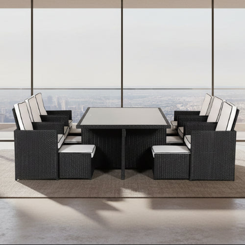 13 Piece Rattan Garden Cube Set in Black. @HOG - Home Office Garden Online Marketplace