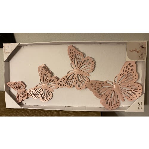 14'' X 29'' ''Baby Pink'' Metal Butterfly Wall Decor Home Office Garden | HOG-HomeOfficeGarden | HOG-Home.Office.Garden