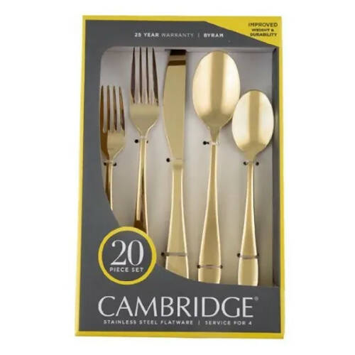 Cambridge Silversmiths Byram Flatware Ṣeto - Gold 20-nkan