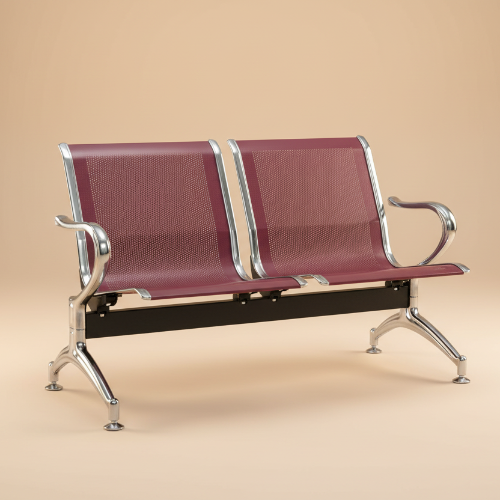 2-Seater Reception (Airport) Metal Bench-Wine. @HOG - Home Office Garden Online Marketplace