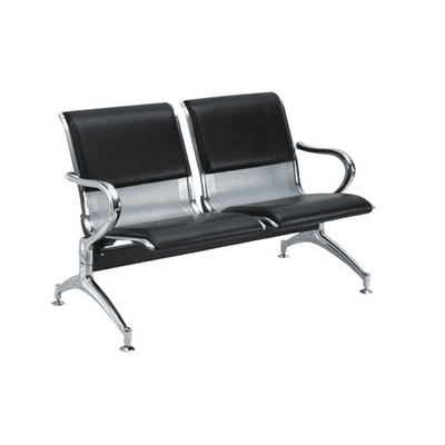 2-Seater Airport Metal Reception Bench Padded-Black Home Office Garden | HOG-HomeOfficeGarden | HOG-Home.Office.Garden