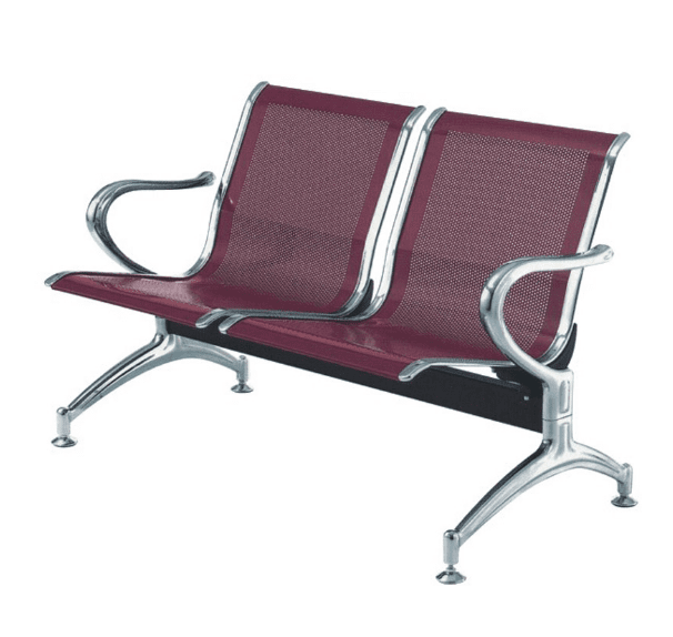 2-Seater Reception(Airport) Metal Bench-Wine Home Office Garden | HOG-HomeOfficeGarden | HOG-Home.Office.Garden